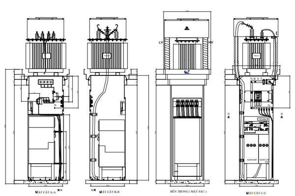 Bản Vẽ Trạm Biến Áp Trụ Thép Tích Hợp RMU 2 Ngăn Bản Vẽ Trạm Biến Áp Trụ Thép Tích Hợp Rmu 2 Ngăn